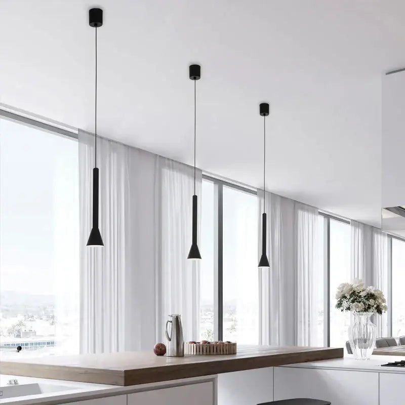 Modern matte black nordic pendant lamp for living room staircase