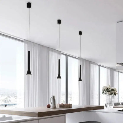 Modern matte black nordic pendant lamp for living room staircase