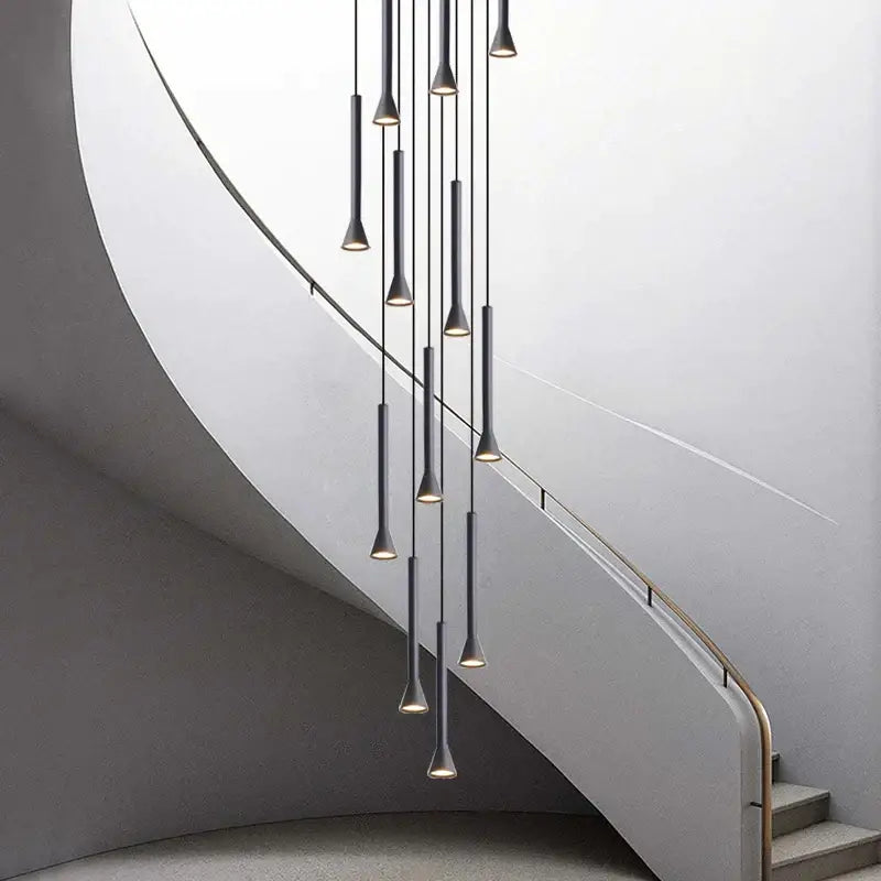 Modern matte black nordic pendant lamp for living room staircase