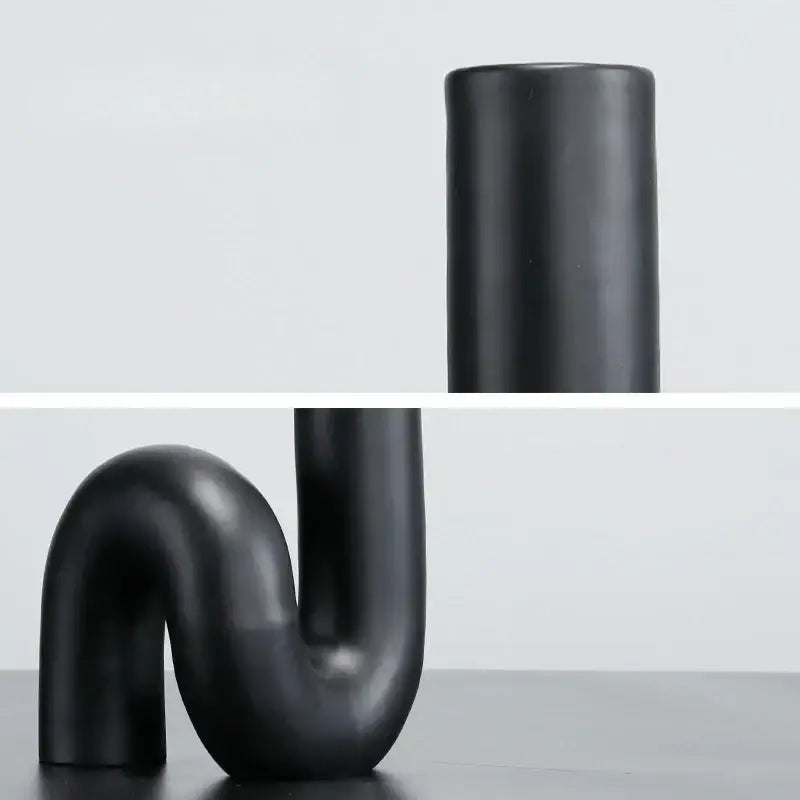 Modern matte black pipe geometric twist knot figurine living room decor