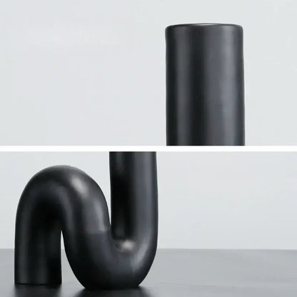 Modern matte black pipe geometric twist knot figurine living room decor
