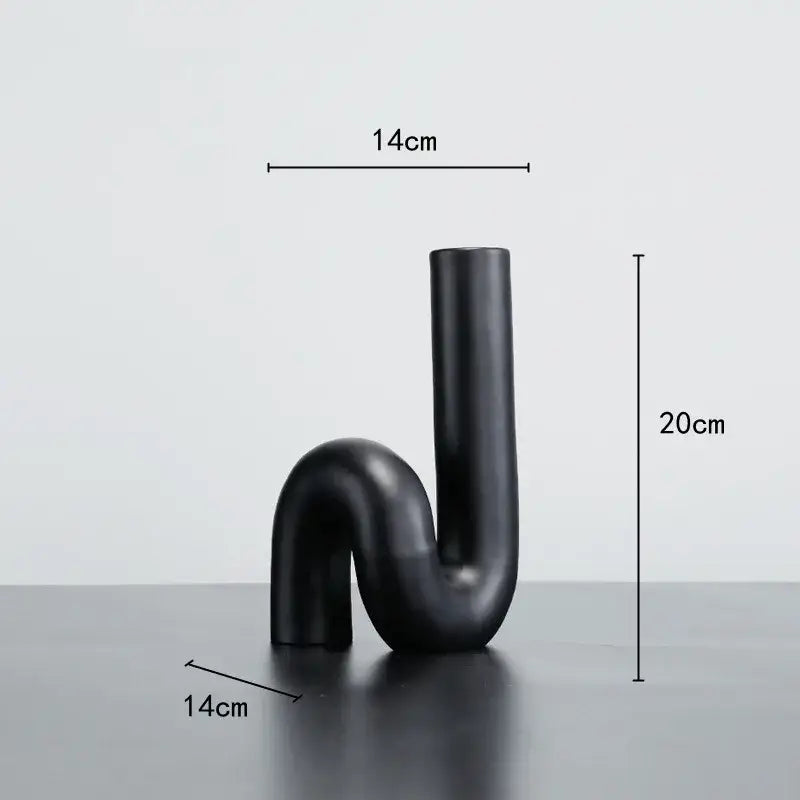 Modern matte black pipe geometric twist knot figurine living room decor