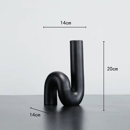 Modern matte black pipe geometric twist knot figurine living room decor