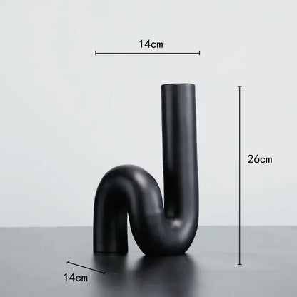 Modern matte black pipe geometric twist knot figurine living room decor