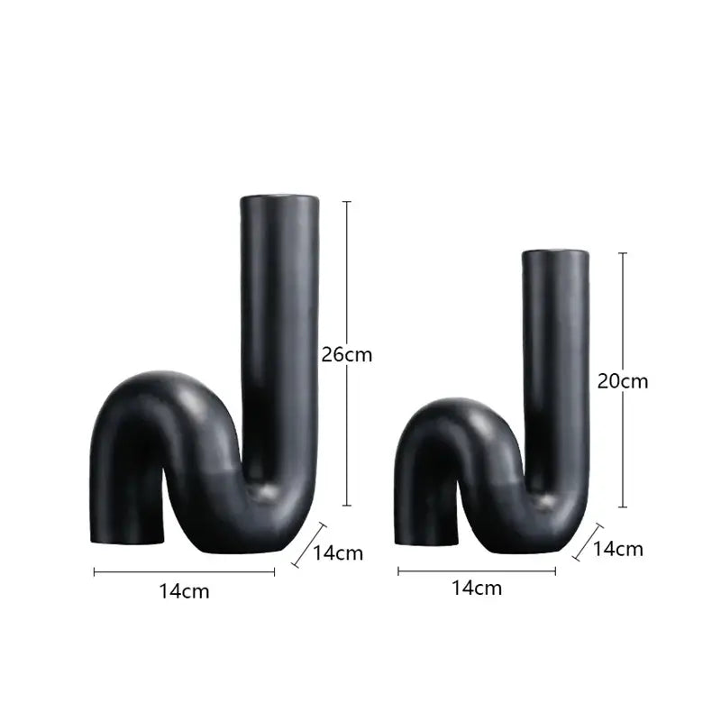 Modern matte black pipe geometric twist knot figurine living room decor