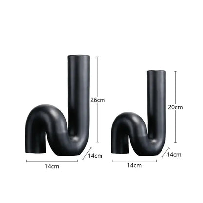 Modern matte black pipe geometric twist knot figurine living room decor