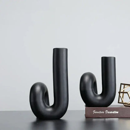 Modern matte black pipe geometric twist knot figurine living room decor