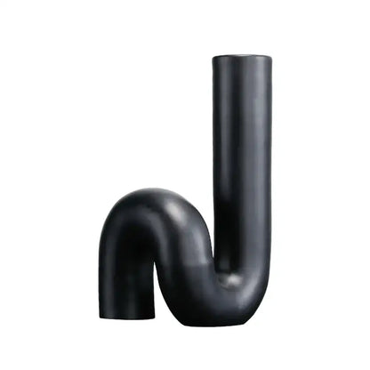Modern matte black pipe geometric twist knot figurine living room decor
