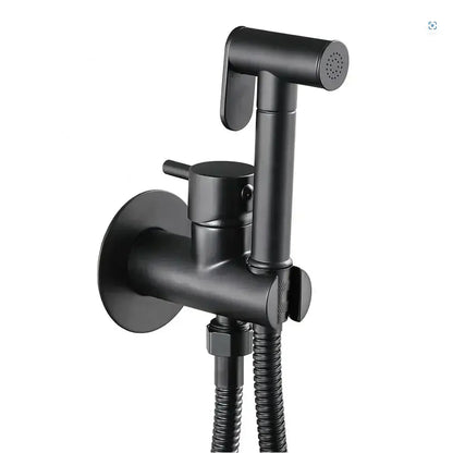 Modern matte black & polished chrome brass bidet faucet bathroom set