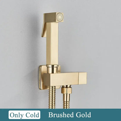 Modern matte black & polished chrome brass bidet faucet bathroom set