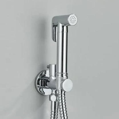 Modern matte black & polished chrome brass bidet faucet bathroom set