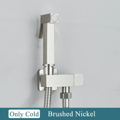 Modern matte black & polished chrome brass bidet faucet bathroom set