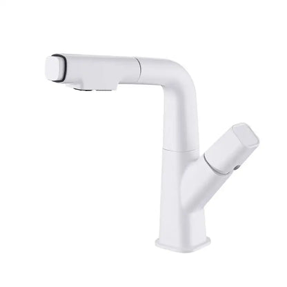 Modern matte black pull out brass basin faucet bathroom hot cold mixer