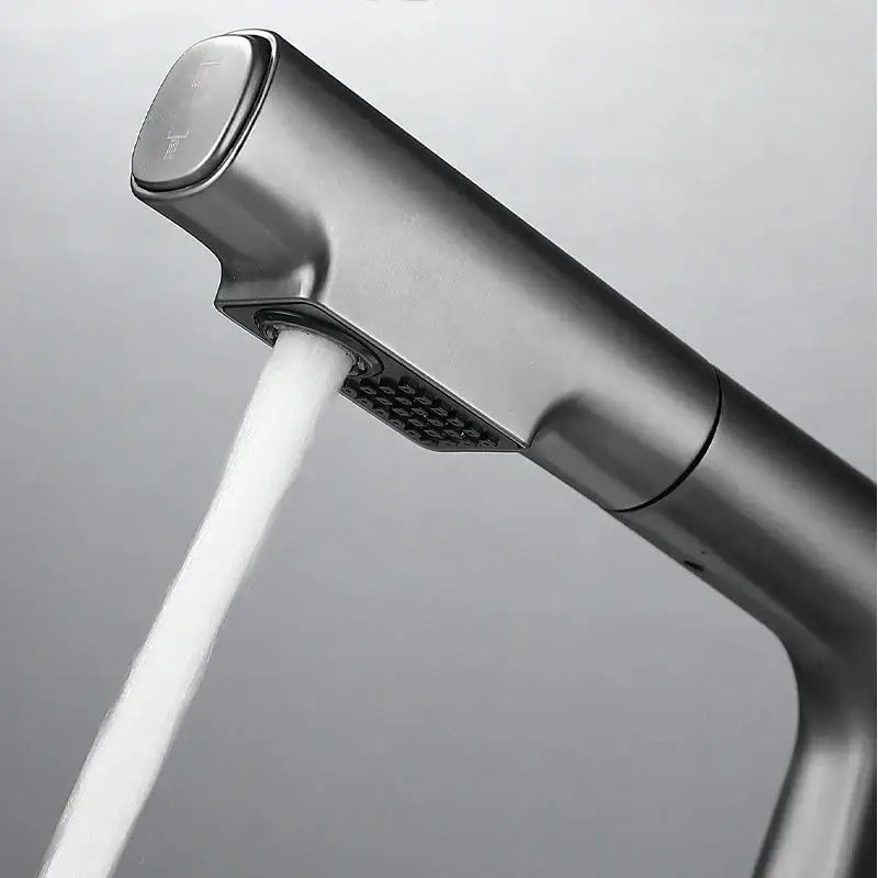 Modern matte black pull out brass basin faucet bathroom hot cold mixer