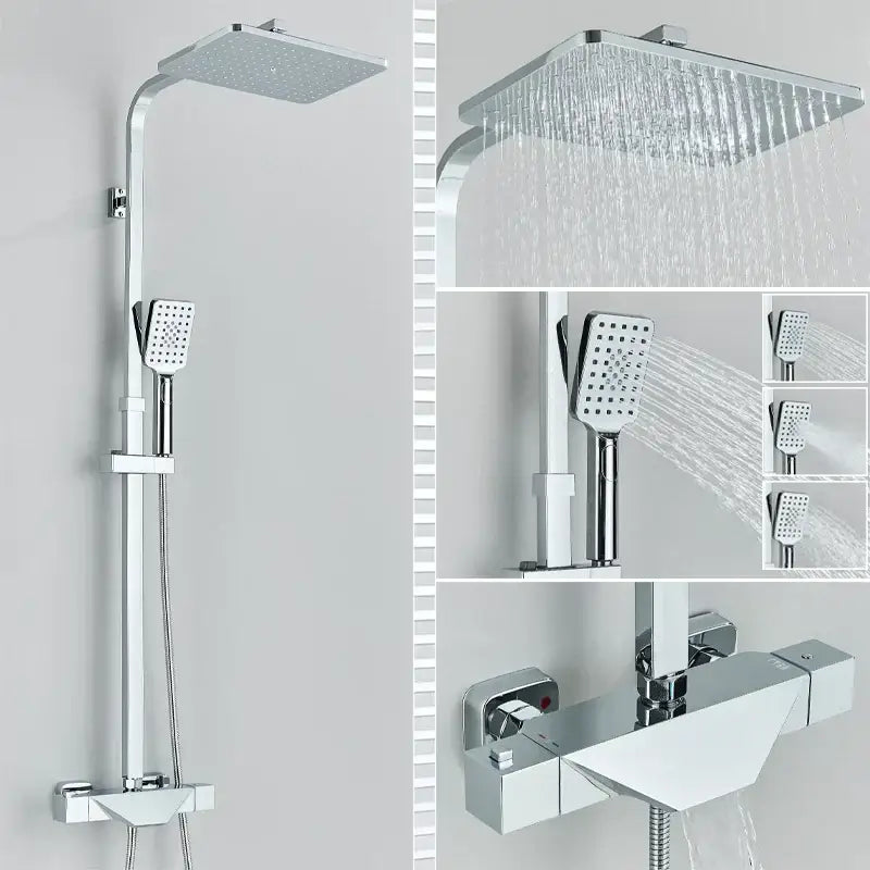 Modern matte black rain shower faucet set bathroom wall mount