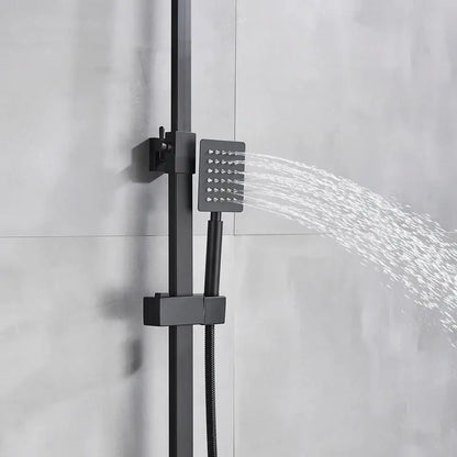 Modern matte black rain shower faucet set bathroom wall mount