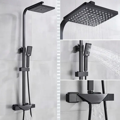 Modern matte black rain shower faucet set bathroom wall mount
