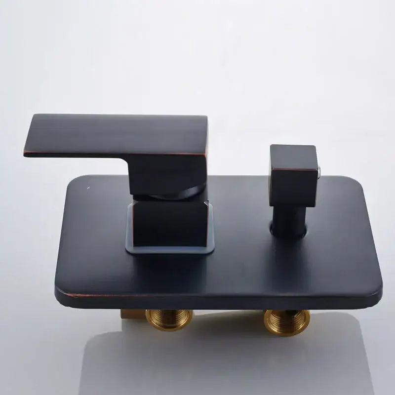 Modern matte black rain shower faucet with handshower for bathroom