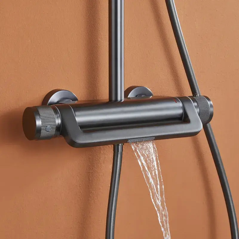 Modern matte black rainfall shower faucet set bathroom system