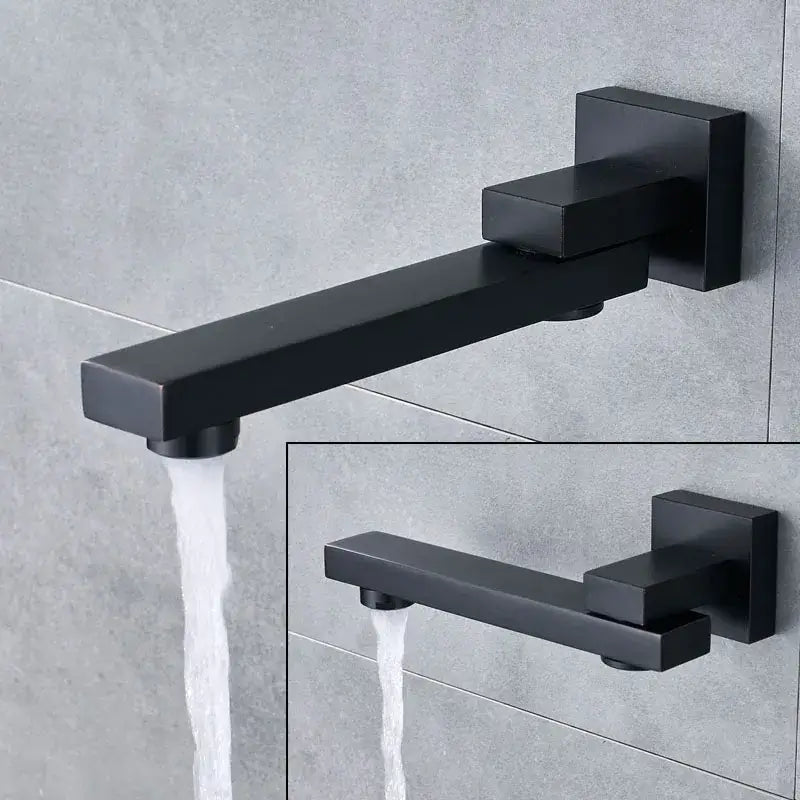 Modern matte black rainfall shower head and faucet bathroom set