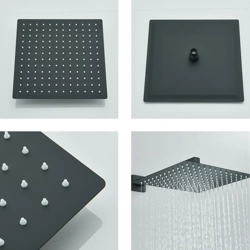 Modern matte black rainfall shower head set bathroom fixture