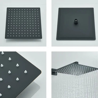Modern matte black rainfall shower head set bathroom fixture