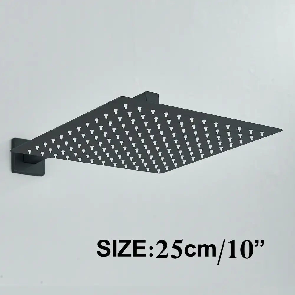 Modern matte black rainfall shower head set bathroom fixture