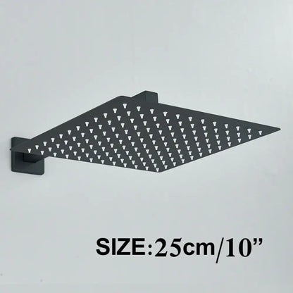 Modern matte black rainfall shower head set bathroom fixture