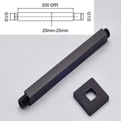 Modern matte black rainfall shower head set bathroom fixture
