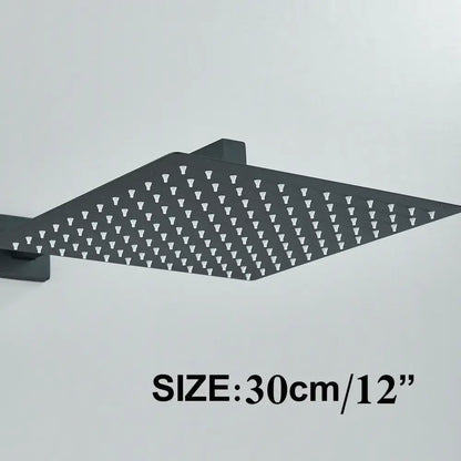 Modern matte black rainfall shower head set bathroom fixture