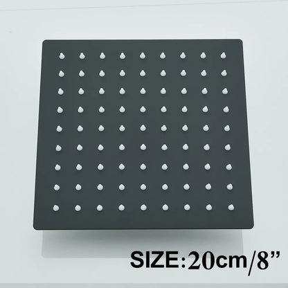 Modern matte black rainfall shower head set bathroom fixture