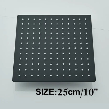 Modern matte black rainfall shower head set bathroom fixture