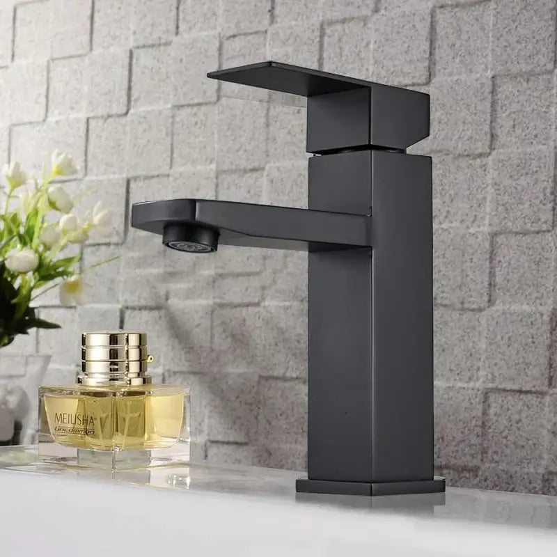 Modern matte black rectangular basin faucet bathroom sink mixer