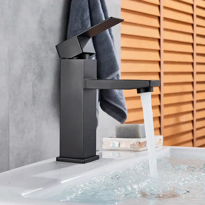 Modern matte black rectangular basin faucet bathroom sink mixer