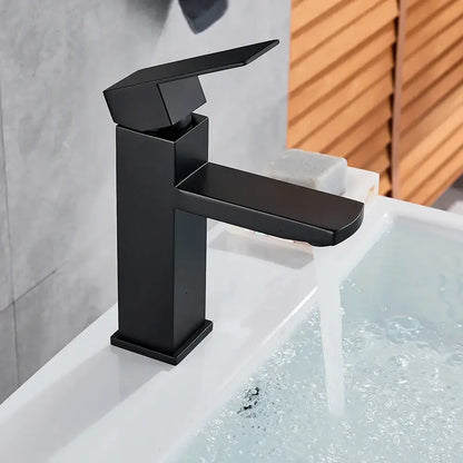 Modern matte black rectangular basin faucet bathroom sink mixer