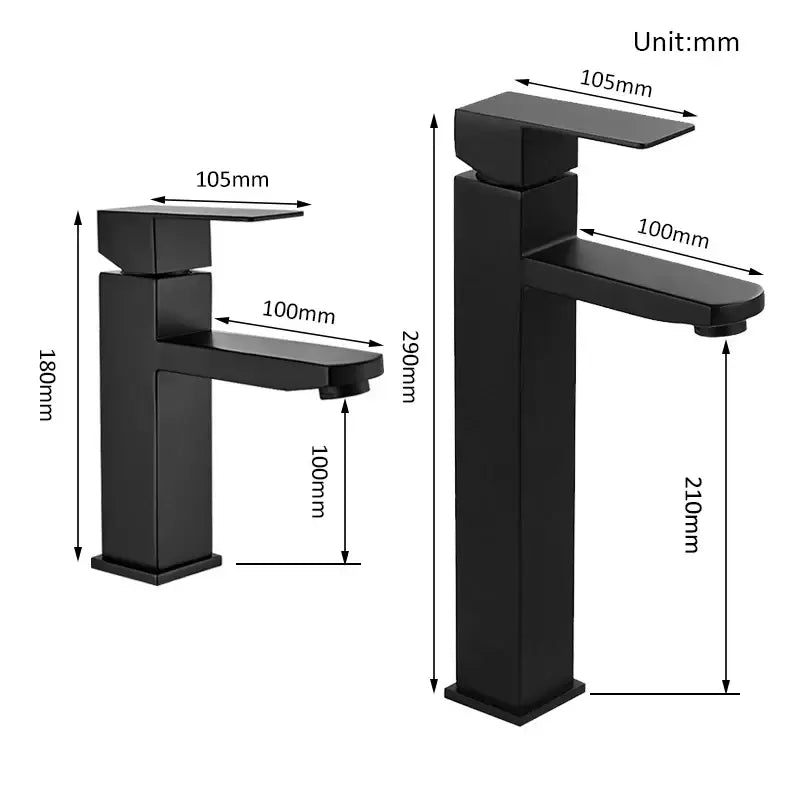 Modern matte black rectangular basin faucet bathroom sink mixer