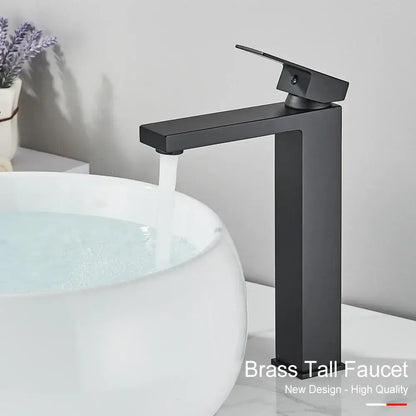 Modern matte black rectangular basin faucet mixer bathroom tap