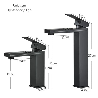 Modern matte black rectangular basin faucet mixer bathroom tap