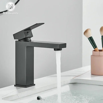 Modern matte black rectangular basin faucet mixer bathroom tap