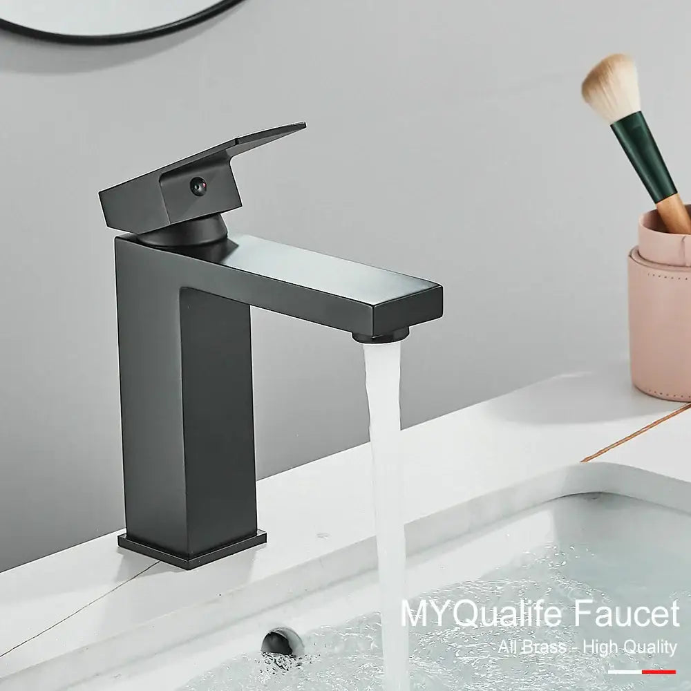 Modern matte black rectangular basin faucet mixer bathroom tap