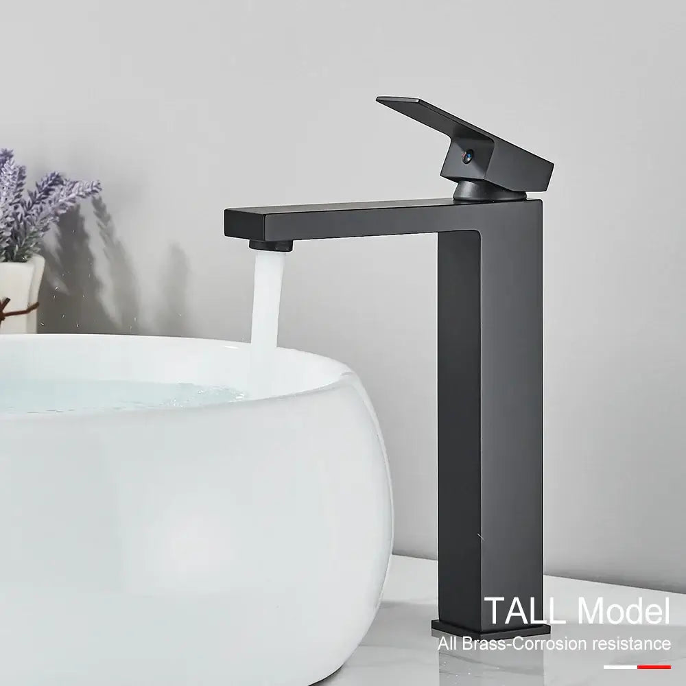 Modern matte black rectangular basin faucet mixer bathroom tap