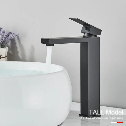 Modern matte black rectangular basin faucet mixer bathroom tap