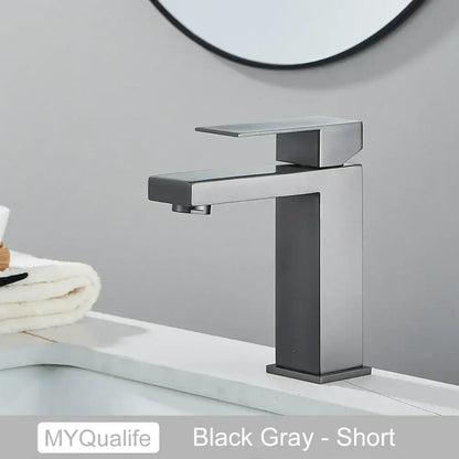 Modern matte black rectangular basin faucet mixer bathroom tap