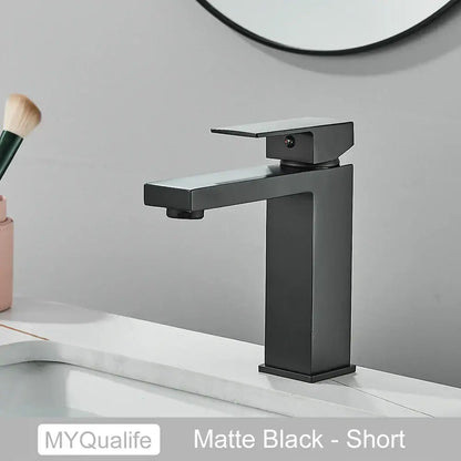 Modern matte black rectangular basin faucet mixer bathroom tap