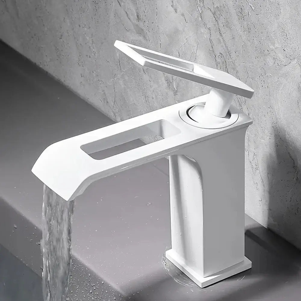 Modern matte black & rose gold brass basin faucet bathroom waterfall tap