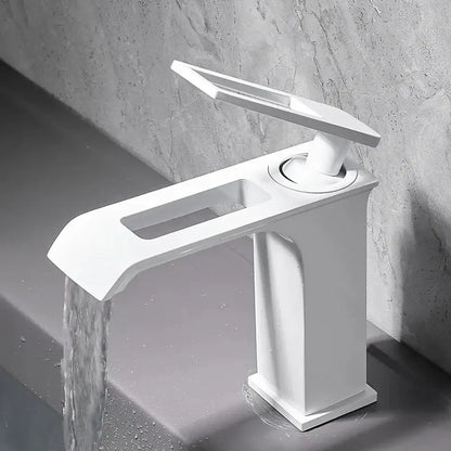Modern matte black & rose gold brass basin faucet bathroom waterfall tap