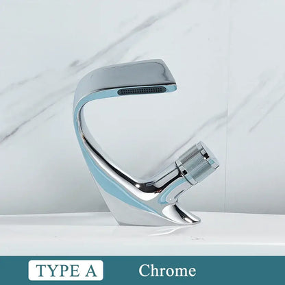 Modern matte black & rose gold brass basin faucet bathroom waterfall tap