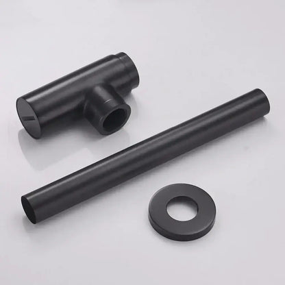 Modern matte black round bottle trap with pop up drain bathroom