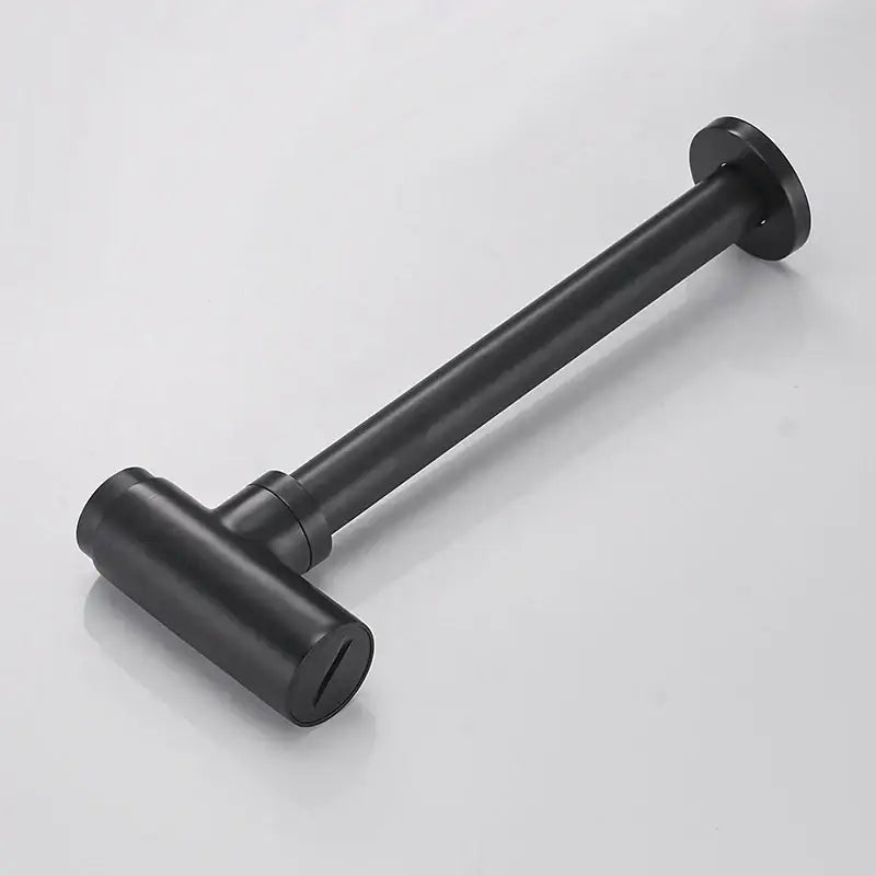 Modern matte black round bottle trap with pop up drain bathroom
