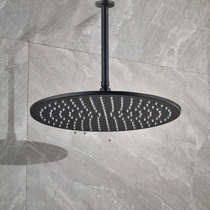 Modern matte black round brass rain shower head bathroom fixture